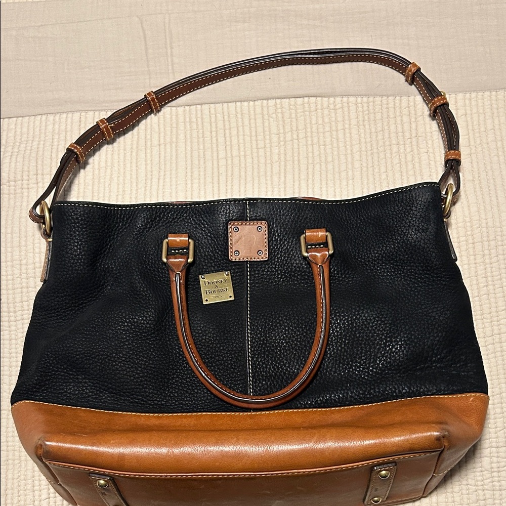 Dooney & Bourke Black and Brown Leather Shoulder Bag